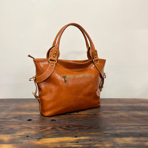 Floto Italian Leather Shoulder Bag Women's Taormina Handbag olive brown 2